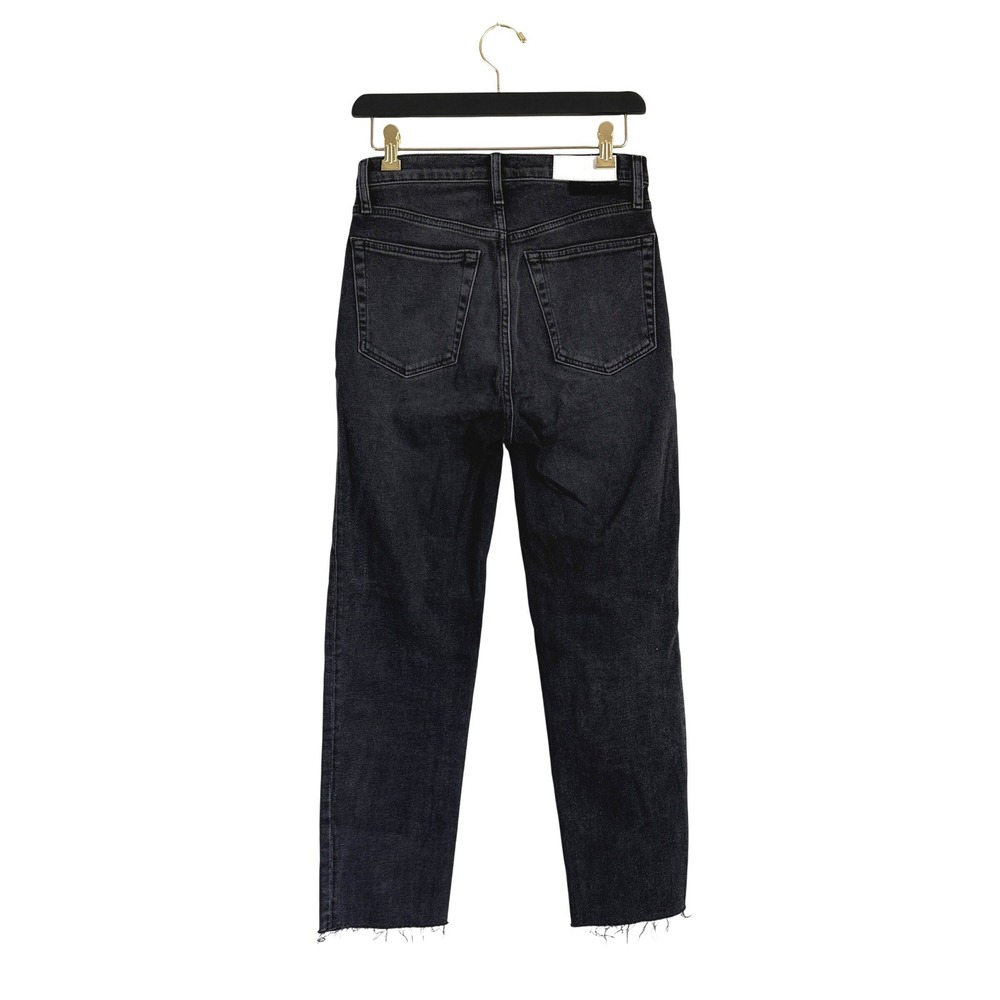 RE/DONE Comfort Stretch High Rise Stove Pipe Jeans Faded Black Raw Hem Size 27 - Picture 3 of 10